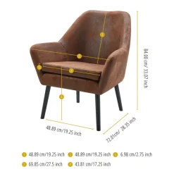Teamson Home Divano Armchair with Aged Fabric and Solid Wood Legs, Brown- FINAL SALE