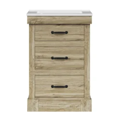 Teamson Home Donovan 24" Single Bathroom Vanity with Two Drawers, Light Oak