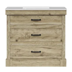 Teamson Home Donovan 36" Single Bathroom Vanity with Two Drawers, Light Oak