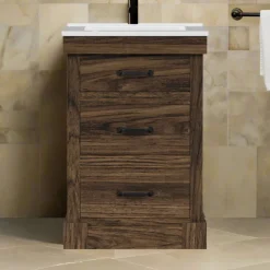 Teamson Home Donovan 24" Single Bathroom Vanity with Two Drawers, Walnut