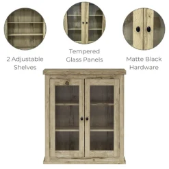 Teamson Home Donovan Removable Two-Door Wall Cabinet, Light Oak