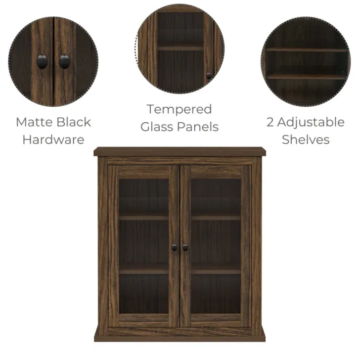 Teamson Home Donovan Removable Two-Door Wall Cabinet, Walnut