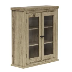 Teamson Home Donovan Removable Two-Door Wall Cabinet, Light Oak