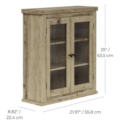 Teamson Home Donovan Removable Two-Door Wall Cabinet, Light Oak
