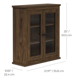 Teamson Home Donovan Removable Two-Door Wall Cabinet, Walnut