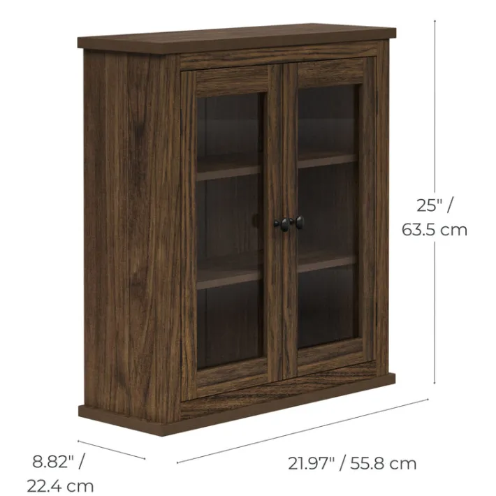 Teamson Home Donovan Removable Two-Door Wall Cabinet, Walnut