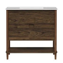 Teamson Home Ellery 36" Single Bathroom Vanity with Two Drawers, Walnut