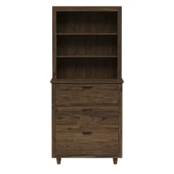 Teamson Home Ellery Freestanding Hutch Cabinet with Open Shelves, Walnut