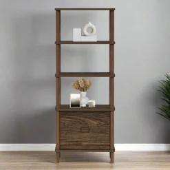 Teamson Home Ellery Freestanding 5-Tier Storage Cabinet, Walnut