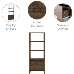 Teamson Home Ellery Freestanding 5-Tier Storage Cabinet, Walnut