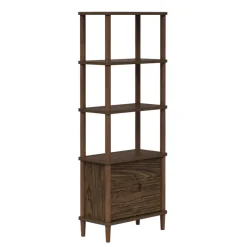 Teamson Home Ellery Freestanding 5-Tier Storage Cabinet, Walnut
