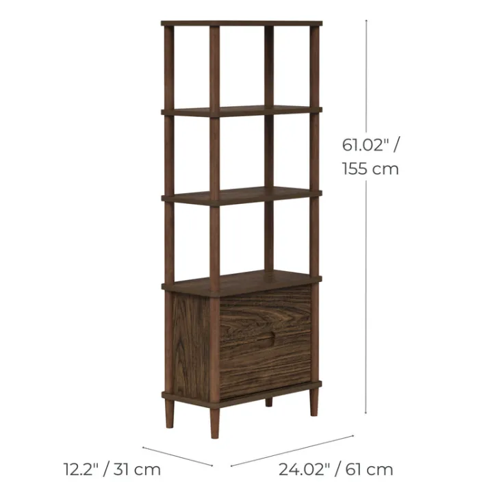 Teamson Home Ellery Freestanding 5-Tier Storage Cabinet, Walnut