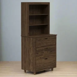Teamson Home Ellery Freestanding Hutch Cabinet with Open Shelves, Walnut