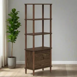 Teamson Home Ellery Freestanding 5-Tier Storage Cabinet, Walnut