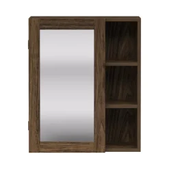 Teamson Home Ellery Removable Medicine Cabinet with Mirror, Open Shelves, Walnut
