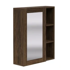 Teamson Home Ellery Removable Medicine Cabinet with Mirror, Open Shelves, Walnut