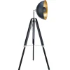 Teamson Home Fascino 63" Industrial Metal Tripod Floor Lamp with Dish Shade, Black/Gold