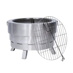 Teamson Home Felix 25" Outdoor Collapsible Stainless Steel Wood Burning Fire Pit with Carrying Case