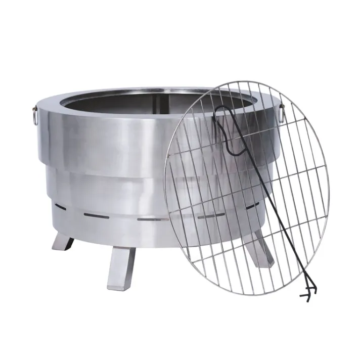 Teamson Home Felix 25" Outdoor Collapsible Stainless Steel Wood Burning Fire Pit with Carrying Case