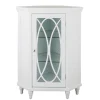 Teamson Home Florence Corner Floor Cabinet with Decorative Glass Paneled Door, White- FINAL SALE