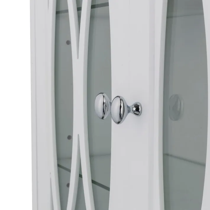 Teamson Home Florence Removable Two-Door Wall Cabinet with Decorative Glass Panels, White