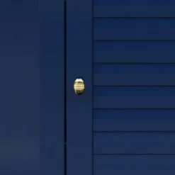 Teamson Home Glancy Corner Floor Cabinet with Faux Louvered Door, Navy