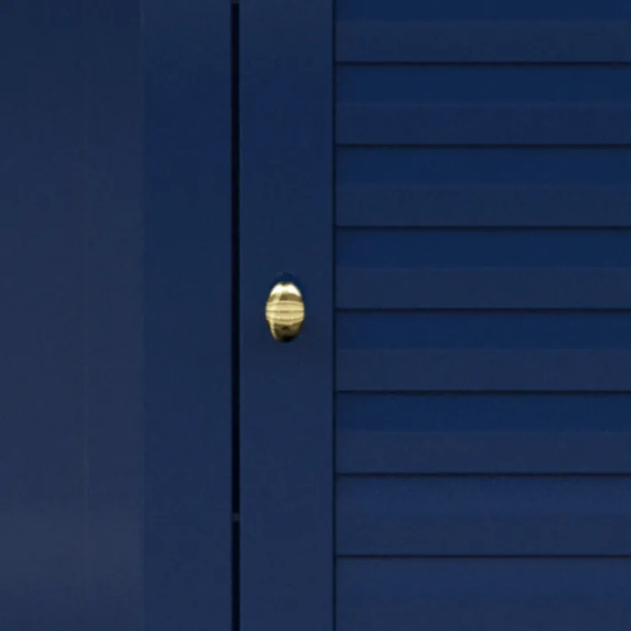 Teamson Home Glancy Corner Floor Cabinet with Faux Louvered Door, Navy
