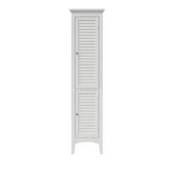 Teamson Home Glancy Freestanding Linen Tower with Two Faux Louvered Doors, White