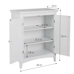 Teamson Home Glancy Freestanding Two-Door Floor Cabinet with Faux Louvered Doors, White- FINAL SALE