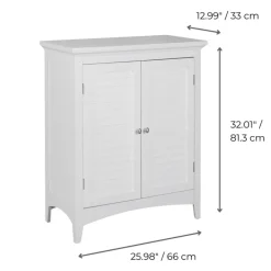 Teamson Home Glancy Freestanding Two-Door Floor Cabinet with Faux Louvered Doors, White- FINAL SALE