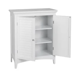 Teamson Home Glancy Freestanding Two-Door Floor Cabinet with Faux Louvered Doors, White- FINAL SALE
