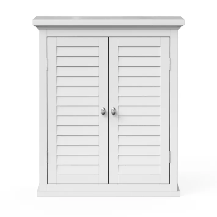 Teamson Home Glancy Removable Two-Door Wall Cabinet with Faux Louvered Doors, White