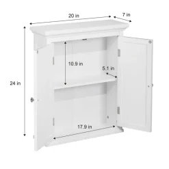 Teamson Home Glancy Removable Two-Door Wall Cabinet with Faux Louvered Doors, White