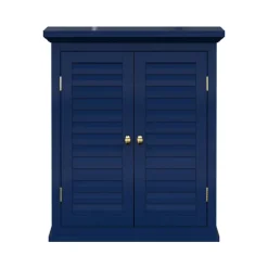Teamson Home Glancy Two-Door Faux Louvered Removable Wall Cabinet, Navy