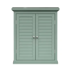Teamson Home Glancy Two-Door Faux Louvered Removable Wall Cabinet, Sage Green