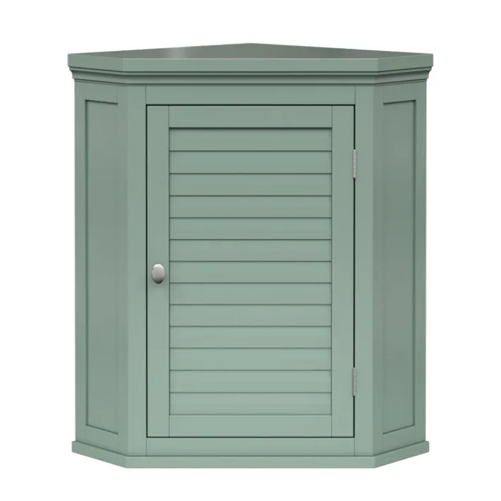 Teamson Home Glancy Two-Door Removable Corner Wall Cabinet, Sage Green