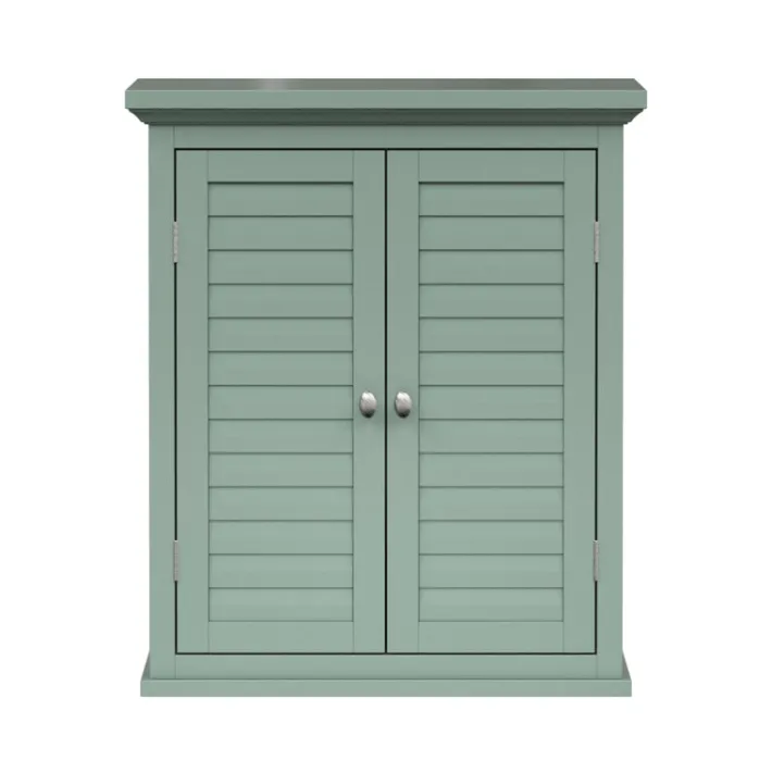Teamson Home Glancy Two-Door Faux Louvered Removable Wall Cabinet, Sage Green
