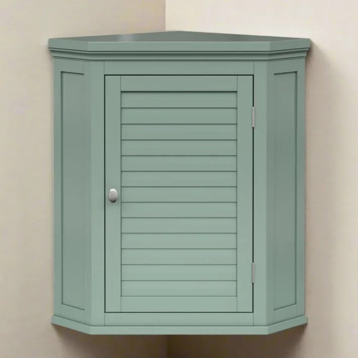 Teamson Home Glancy Two-Door Removable Corner Wall Cabinet, Sage Green