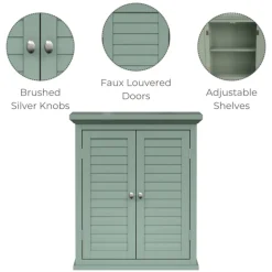 Teamson Home Glancy Two-Door Faux Louvered Removable Wall Cabinet, Sage Green