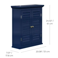 Teamson Home Glancy Two-Door Faux Louvered Removable Wall Cabinet, Navy
