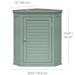 Teamson Home Glancy Two-Door Removable Corner Wall Cabinet, Sage Green