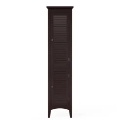 Teamson Home Glancy Wooden Tall Tower Cabinet with Storage, Dark Brown- FINAL SALE