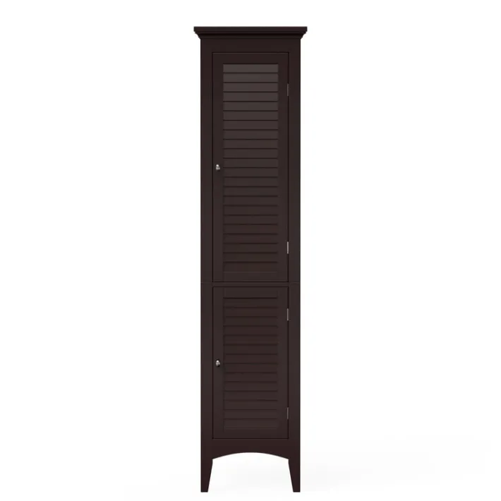Teamson Home Glancy Wooden Tall Tower Cabinet with Storage, Dark Brown- FINAL SALE