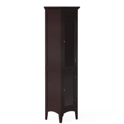 Teamson Home Glancy Wooden Tall Tower Cabinet with Storage, Dark Brown- FINAL SALE