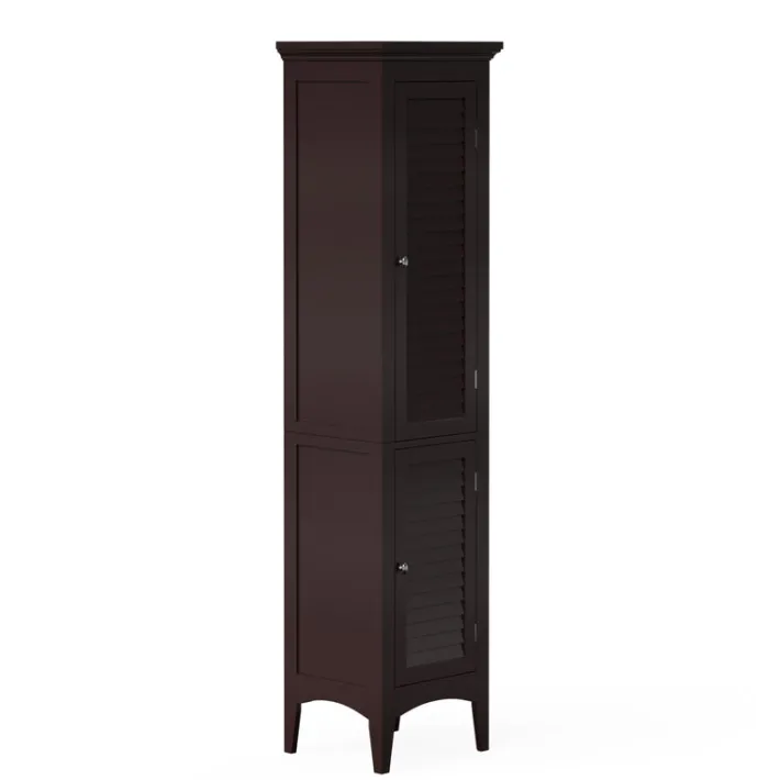 Teamson Home Glancy Wooden Tall Tower Cabinet with Storage, Dark Brown- FINAL SALE