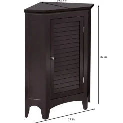 Teamson Home Glancy Wooden Corner Floor Cabinet with Shutter Door, Dark Brown- FINAL SALE