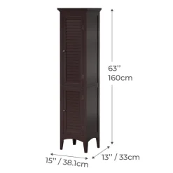 Teamson Home Glancy Wooden Tall Tower Cabinet with Storage, Dark Brown- FINAL SALE
