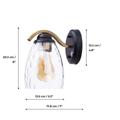Teamson Home Heidi Dimmable 1-Light Armed Wall Sconce with 3-Stage Touch Dimmer, Black/Brass- FINAL SALE