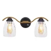 Teamson Home Heidi 2-Light Bathroom Vanity Wall Sconce Light with 3-Stage Touch Dimmer, Black/Brass