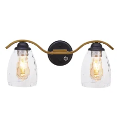 Teamson Home Heidi 2-Light Bathroom Vanity Wall Sconce Light with 3-Stage Touch Dimmer, Black/Brass